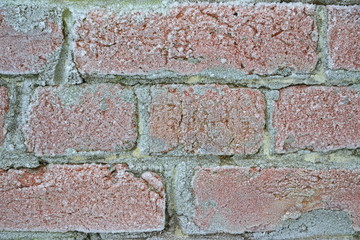 Old brick wall in frost. Pushkin, Tsarskoe Selo