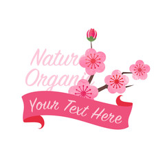Colorful watercolor texture vector nature botanic garden flower banner pink plum blossom