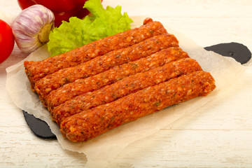 Raw beef sausages