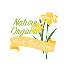 Colorful watercolor texture vector nature botanic garden flower banner yellow iris