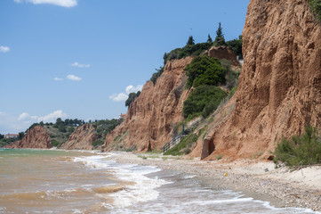 Fototapeta premium Effects of seaside coastal erosion with clayey soil