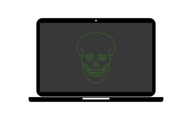 Hacker Laptop Totenkopf Konturen