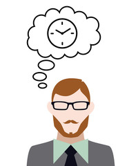 Person denkt an Uhrzeit