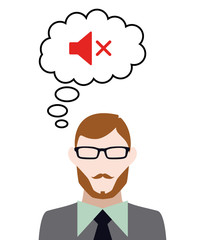 Person denkt an Lautsprecher ohne Ton