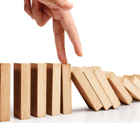 hand stop  dominoes continuous toppled
