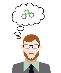 Person denkt an Zahnräder