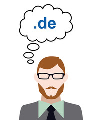 Person denkt an deutsche Domain