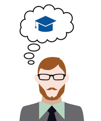 Person denkt an Doktorhut