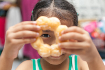 Lifestyle Child have fun with Donut