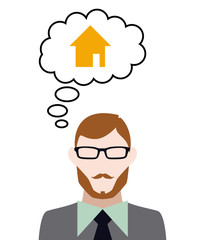 Person denkt an Haus mit Tür