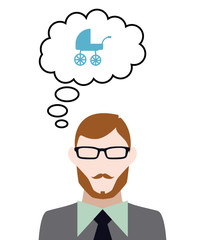 Person denkt an retro Kinderwagen