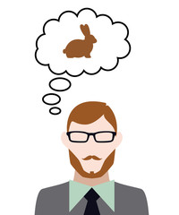 Person denkt an Schokohase