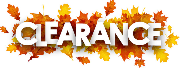 Autumn clearance banner with leaves. - obrazy, fototapety, plakaty