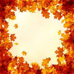 Naklejka premium Autumn background with orange leaves.