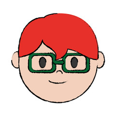 cartoon man with glasses icon over white background colorful design vector illustration