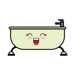 kawaii bathtub icon over white background vector illustration