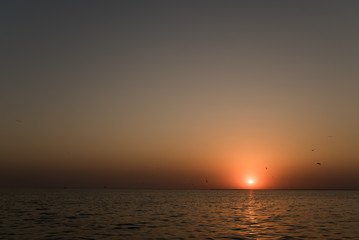 Beautiful sunset or sunrise over the ocean or sea