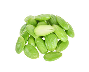 Parkia speciosa seeds (bitter bean) isolated on white background