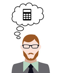 Person denkt an Taschenrechner