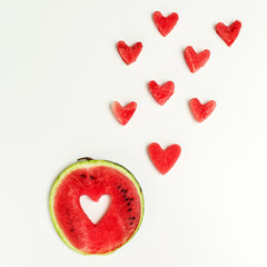 Fototapeta na wymiar watermelon heart texture isolated