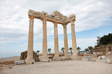 Columns of an ancient Greek temple, ruins