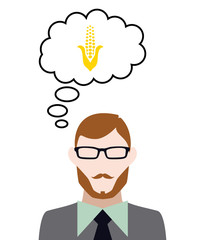 Person denkt an Maiskolben