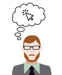 Person denkt an Mausklick