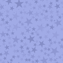 Light stars seamless pattern on purple background. Lovely endless random scattered light stars festive pattern. Modern creative chaotic decor. Vector abstract illustration.