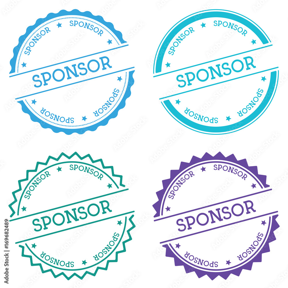 Poster sponsor badge isolated on white background. flat style round label with text. circular emblem vector