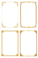 Set Decorative frame and borders, Golden frame on white background. Thai pattern - 169682402