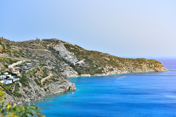Mountains, sea and blue sky. The Island Of Crete. Greece.