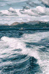   a view from  boat  and the pacific ocean