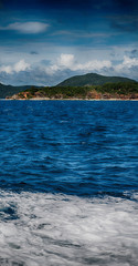   a view from  boat  and the pacific ocean