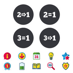 Special offer icons. Take two pay for one sign.