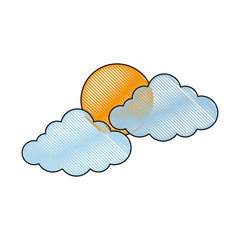 sun and clouds icon over white background vector illustration