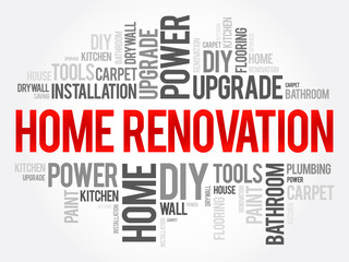Home Renovation Word Cloud, business concept collage background