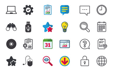 Notebook pc and Usb flash drive stick icons.