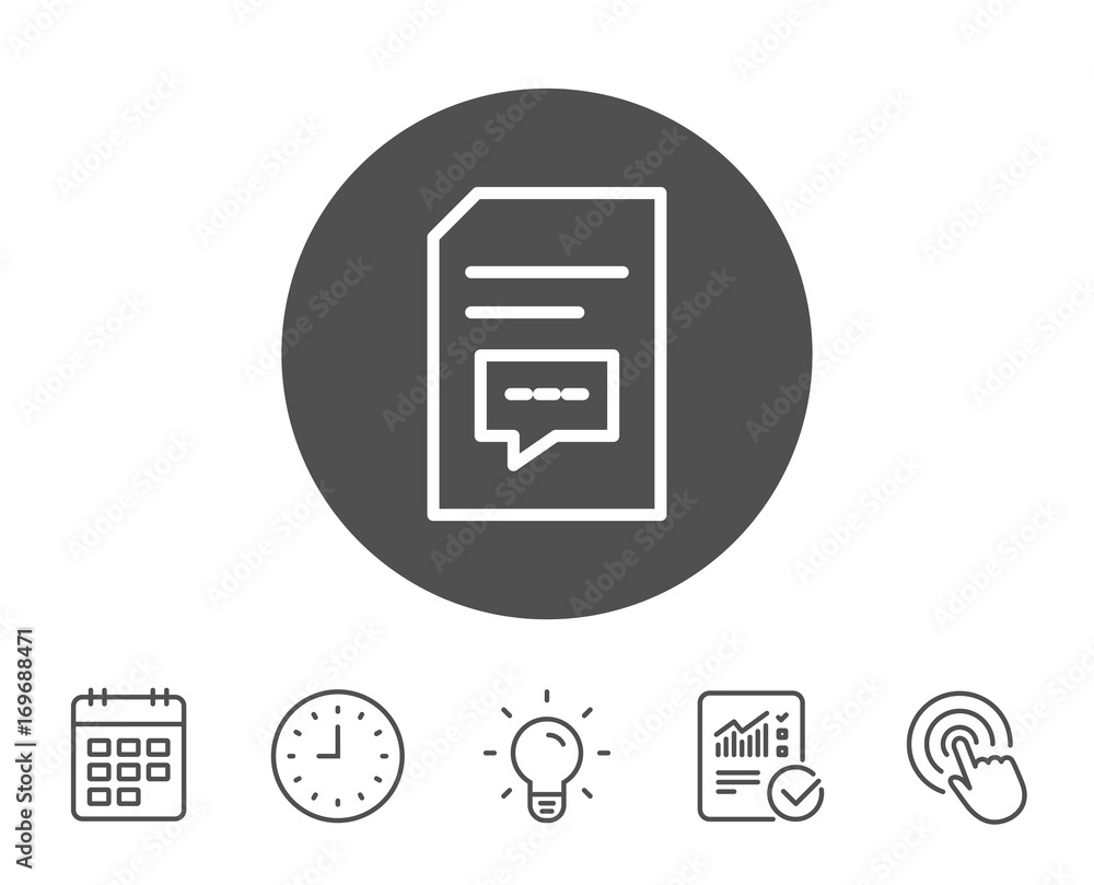 Poster document with comments line icon. file sign.