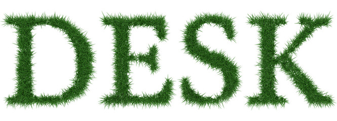 Desk - 3D rendering fresh Grass letters isolated on whhite background.