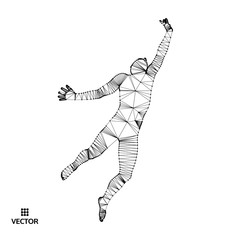 Fototapeta premium Leadership concept. Jumping man. Emblem for sport championship. Vector illustration.