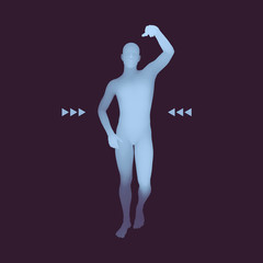 Standing Man. 3D Human Body Model. Design Element. Man Stands on his Feet. Vector Illustration.