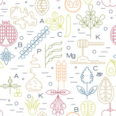  Superfood line icons seamless 