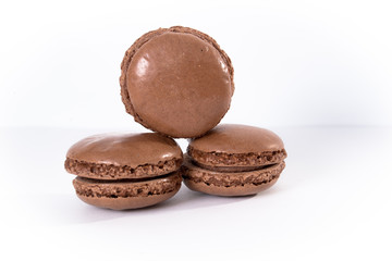 brown macaroons isolated on white