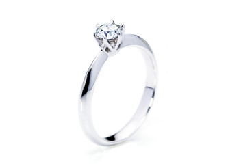 beautiful diamond ring on white background