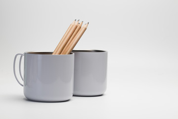 Wood pencil in the cup
