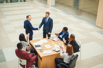 Business Man deal. Business handshake and business people on deal concept
