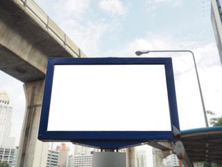 Billboard blank on road with city view background for advertising