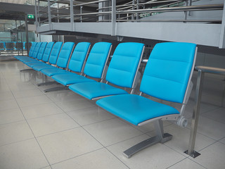 Chairs in a departure area of an airport