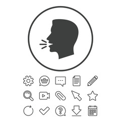Talk or speak icon. Loud noise symbol.