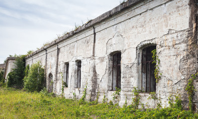 White wall of an old abandoned fortification